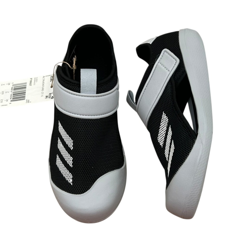Adidas‎ Youth Boys Sporty Sandal Sz 2 Black-Gray Slip-on Closed Toe Water Shoes - Picture 9 of 9
